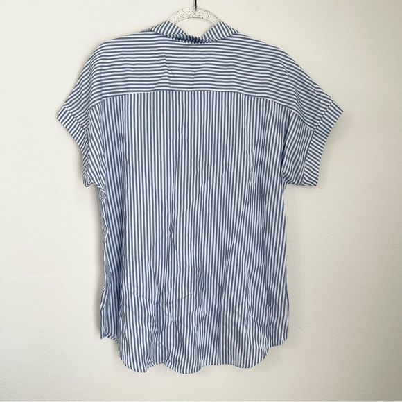 Soft Surroundings Blue & White Striped Button Front Dolman Shirt Size M - Picture 2 of 6